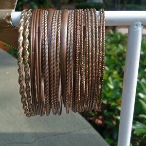 Copper metal bracelets (set of 23 + 2 Gold colored)